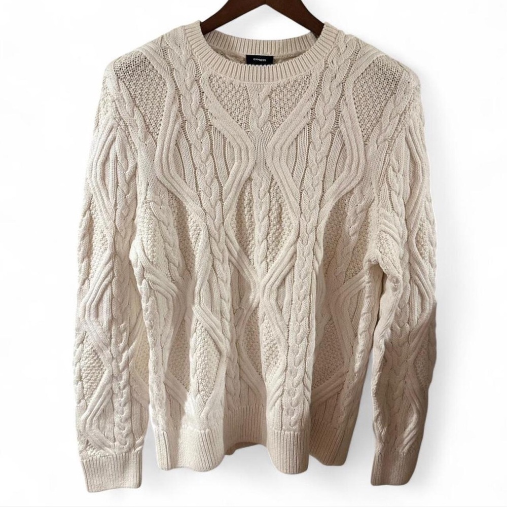NWT Men’s Express Cotton Cable Knit Sweater Size Large